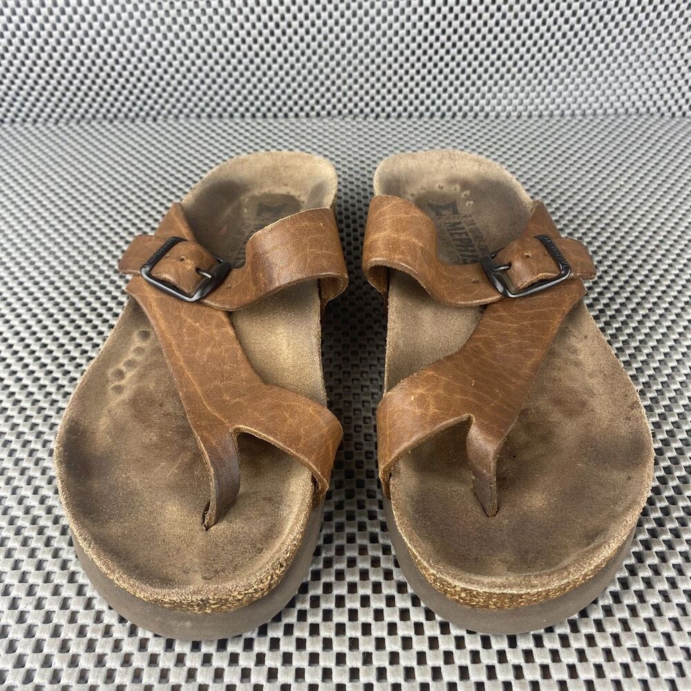 Mephisto Helen Sandals Womens Size 36 Brown Leather Slide on Made in Portugal
